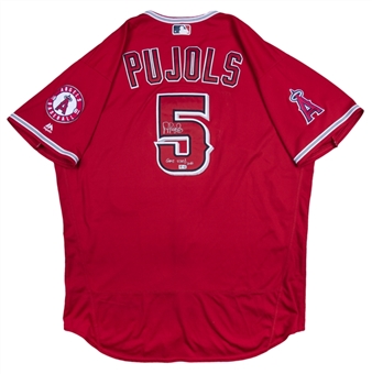 2016 Albert Pujols Game Used & Signed Los Angeles Angels Alternate Jersey Photo Matched To 29 Games - Authenticated for 29 Games - Including 3 Home Runs (MLB, Resolution Photomatching & Beckett)